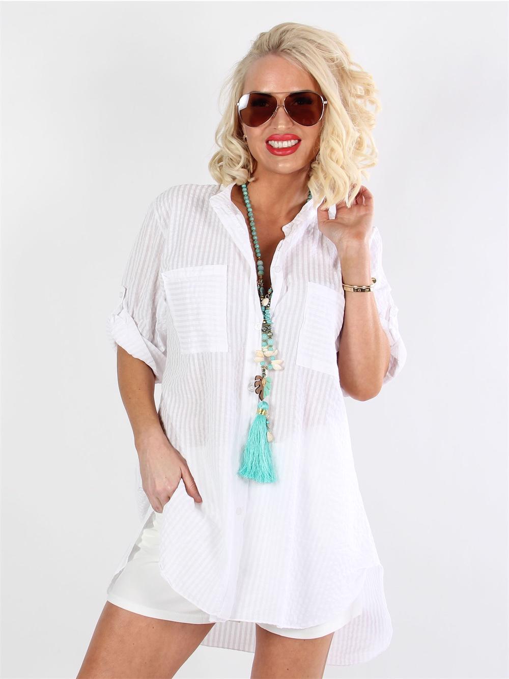 Ivy - Stribet sort skjorte med lommer